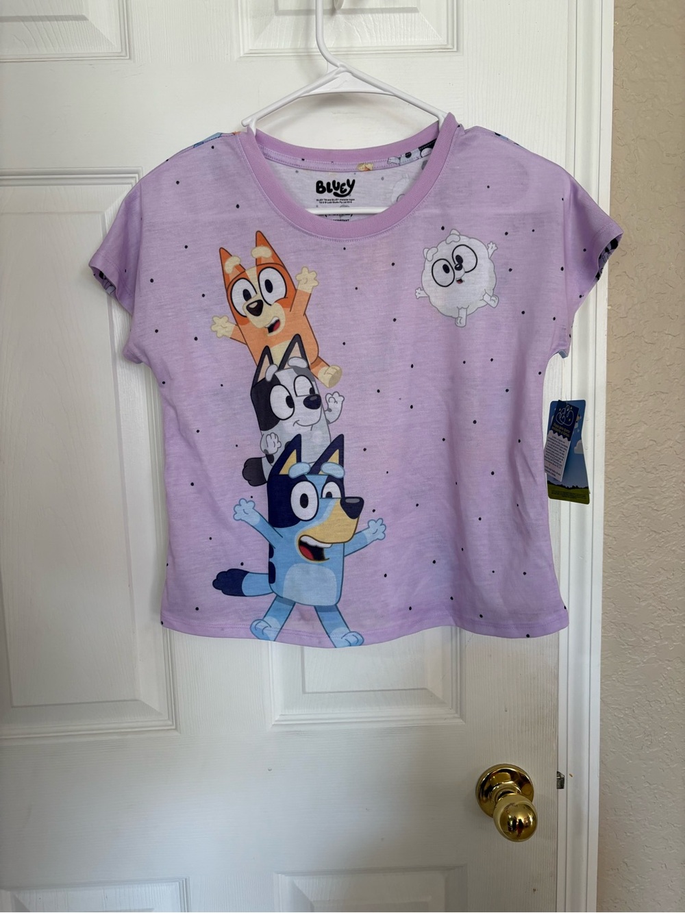 Bluey Girls Sleep Shirt Size L 10/12 Purple Pajama Top NWT